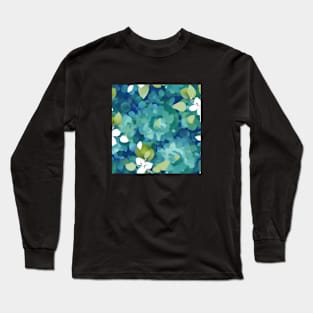 Floral Impressions in Teal Long Sleeve T-Shirt